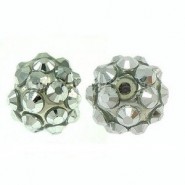 Resin rhinestone shamballa bead 10x12mm Silver grey